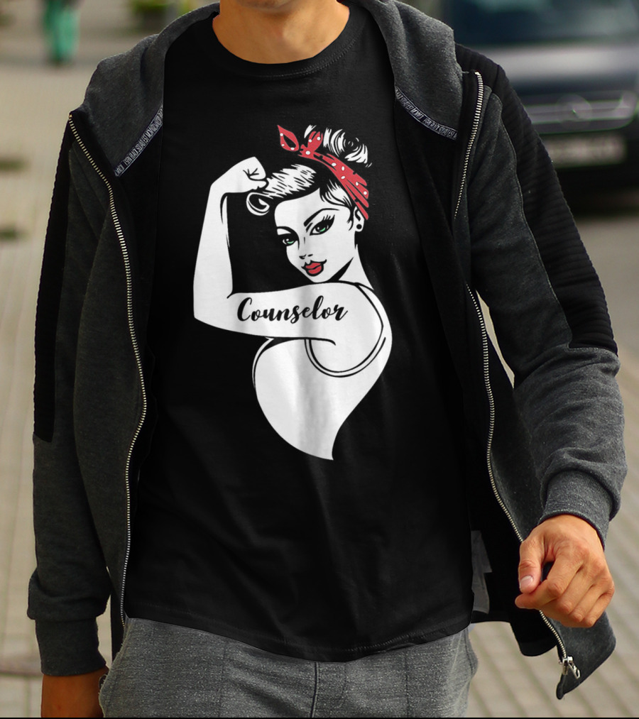 Counselor Strong Girl Mom Rosie The Riveter 42 T-Shirt