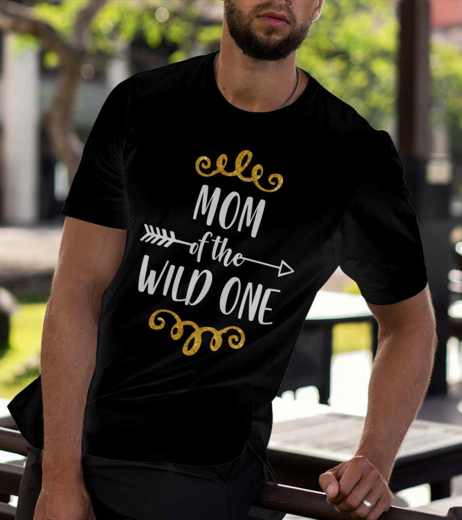 Mom Of The Wild One Gold Birthday Matching T-Shirt