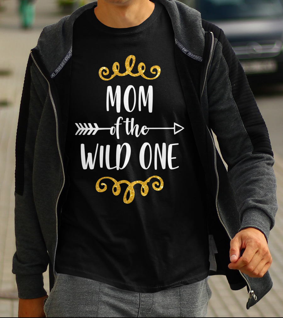 Mom Of The Wild One Gold Birthday Matching T-Shirt