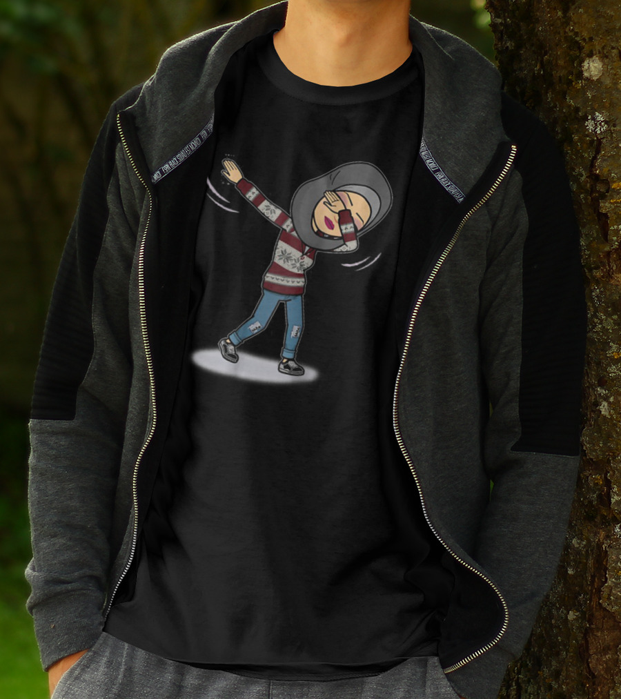 Dabbing Muslim Mom In Hijab Winter T-Shirt