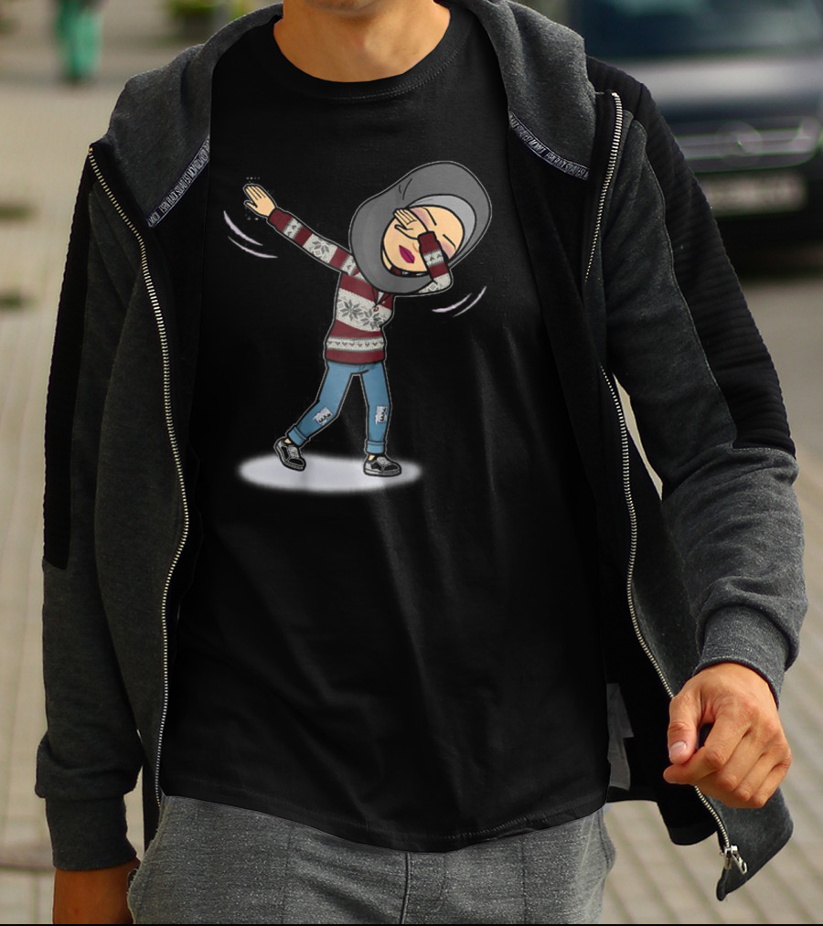 Dabbing Muslim Mom In Hijab Winter T-Shirt