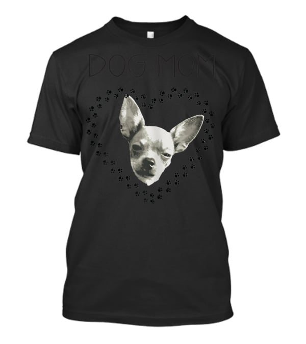 DOG MOM Chihuahua Paw Print Heart T-Shirt