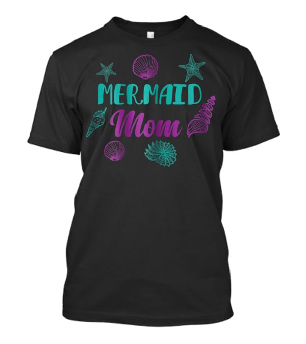 Mermaid Mom Seashell Starfish Ice Cream Family Birthday T-Shirt