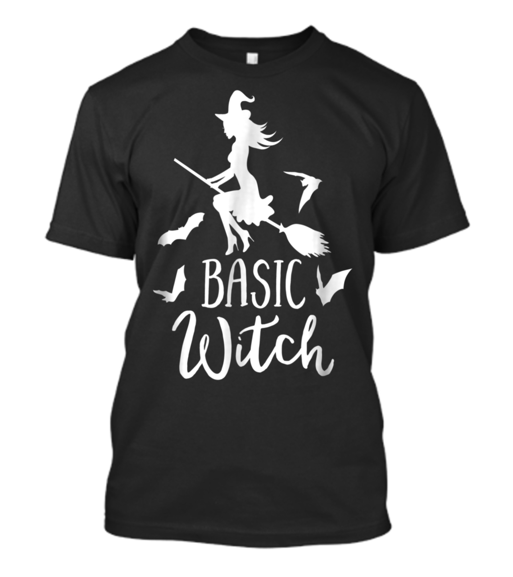 Basic Witch Halloween Wife Mom Teacher Bat Broom Battling Witch T-Shirt