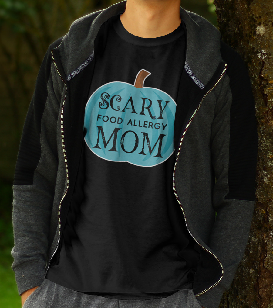 Scary Food Allergy Mom Blue Pumpkin Halloween T-Shirt