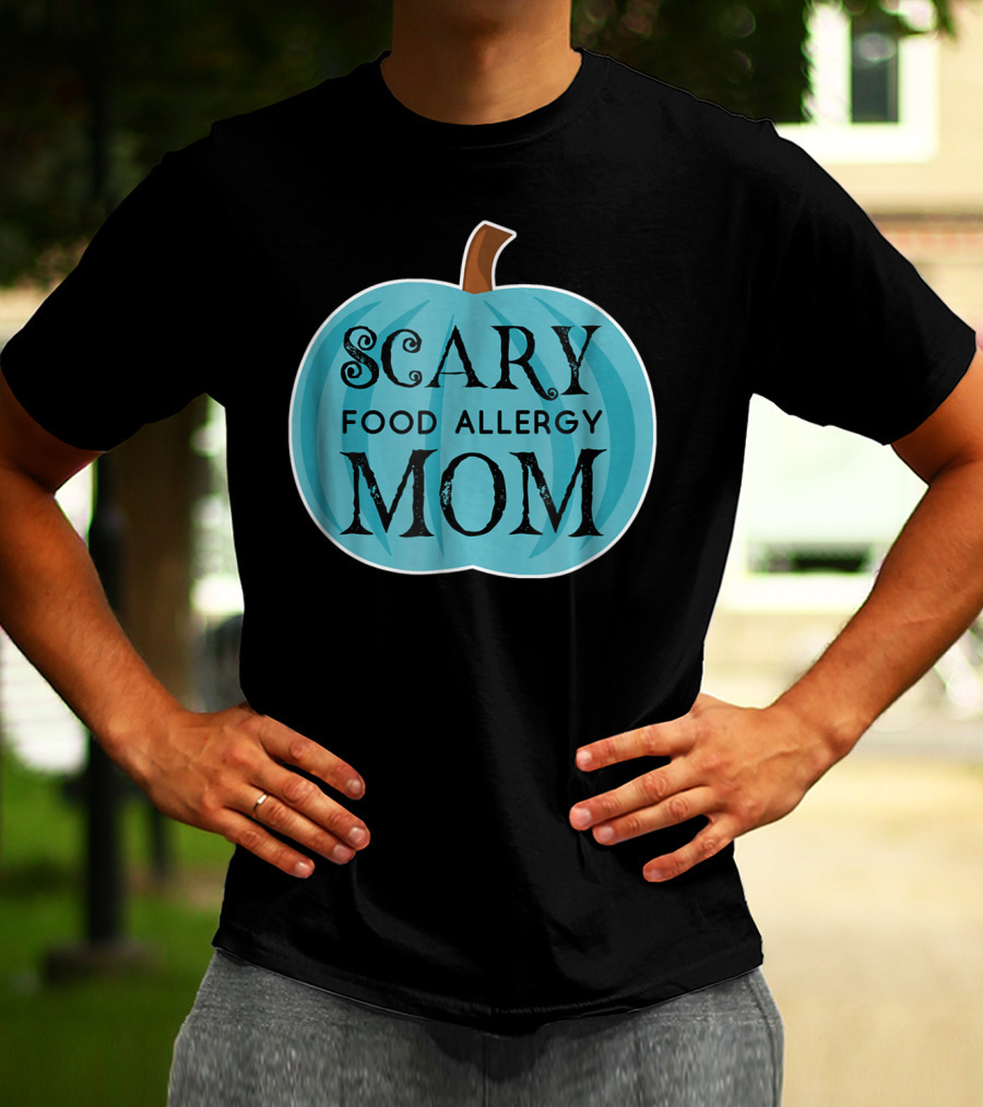 Scary Food Allergy Mom Blue Pumpkin Halloween T-Shirt