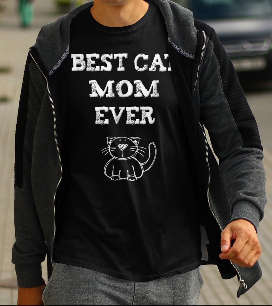 Best Cat Mom Ever Cute Cat Mama Cat Lover Adorable Feline Sketch T-Shirt