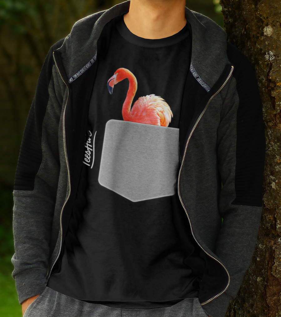 TeesHive Funny Flamingo Pocket Flamingo Mom Cute Flamingo Lover T-Shirt