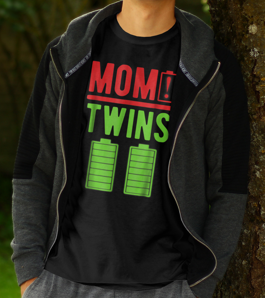 Mom Twins Battery Life Depleted Funny Twins Mom T-Shirt