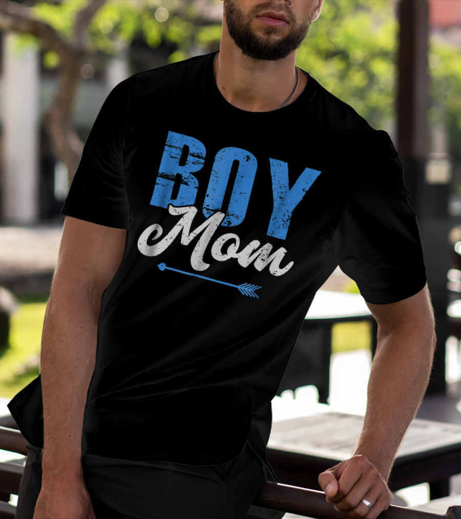 Boy Mom Bold Blue Lettering With Arrow T-Shirt