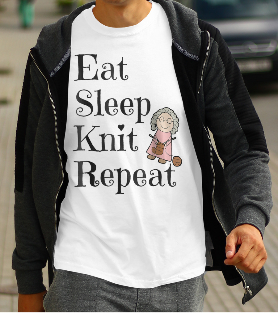 Eat Sleep Knit Repeat Knitting Grandma Cute T-Shirt