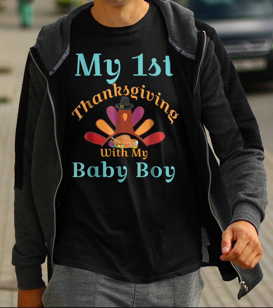 My 1st Thanksgiving With My Baby Boy Pilgrim Turkey Hat T-Shirt