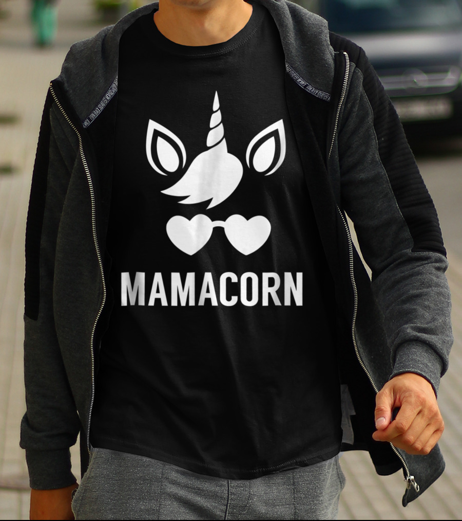 Funny Mamacorn Unicorn Heart Sunglasses T-Shirt