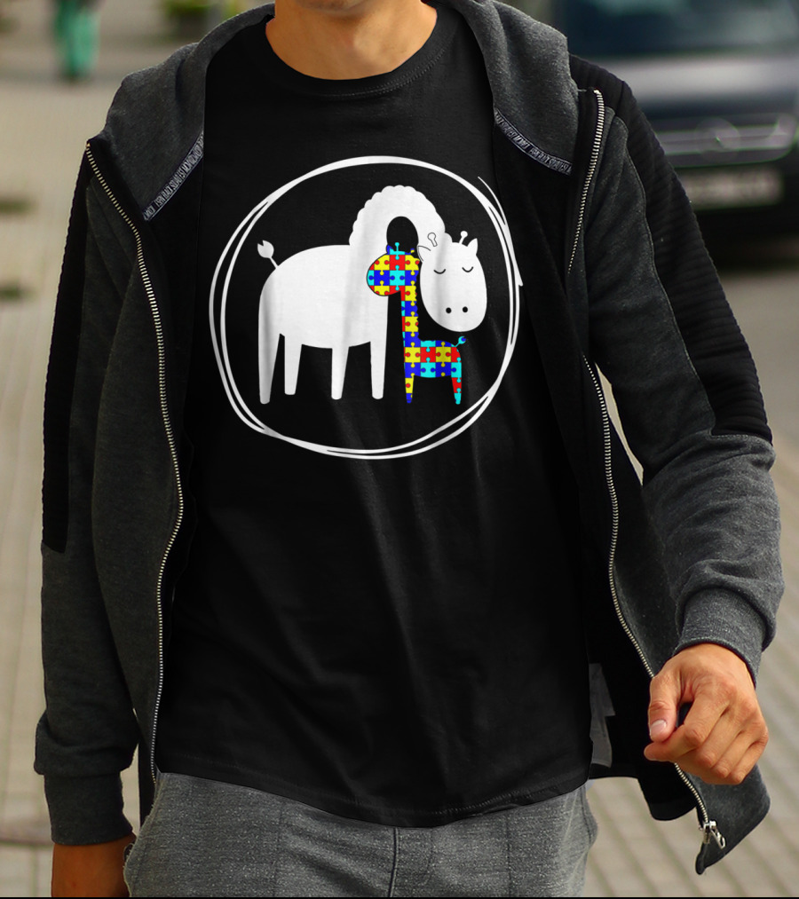 Giraffe Autism Puzzle Piece Giraffe Lover Autism Awareness T-Shirt