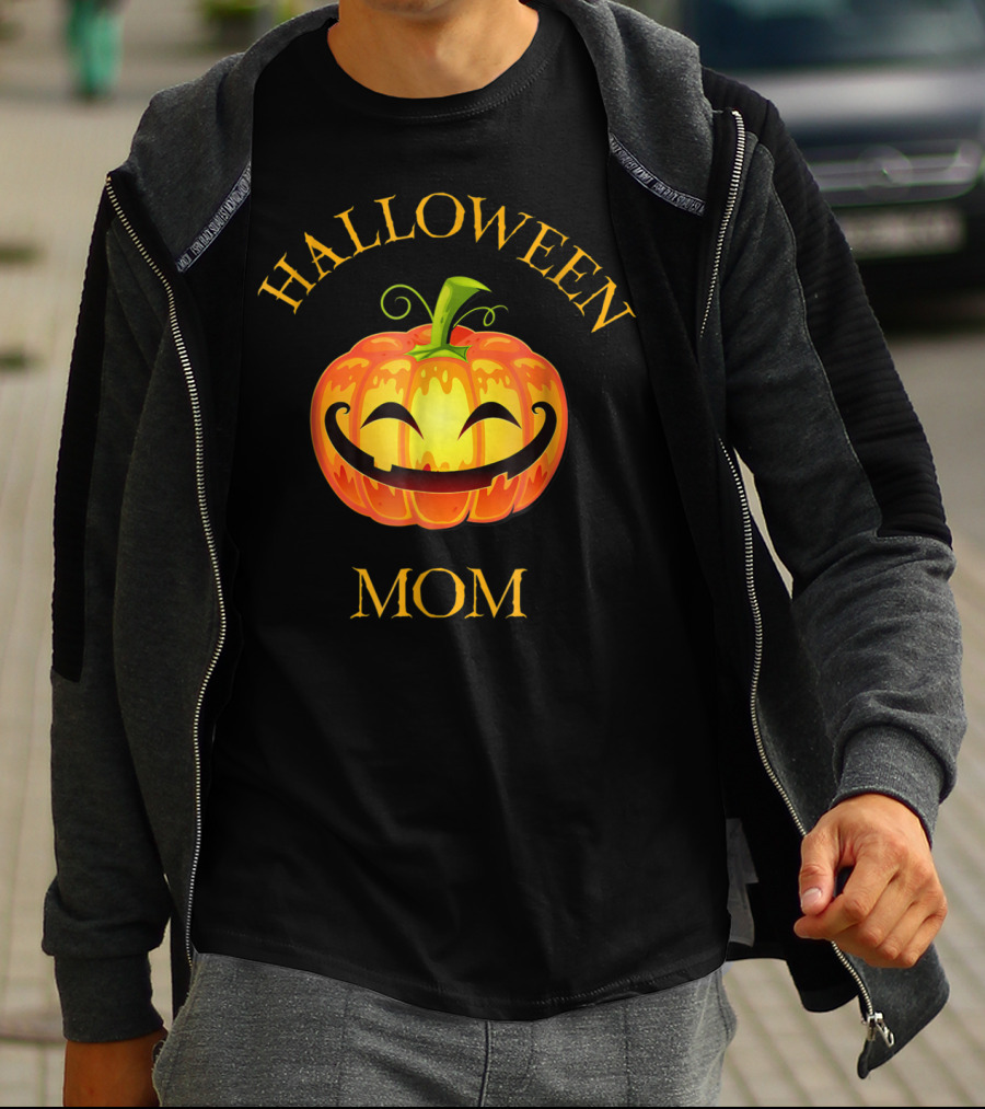 Halloween Mom Jack O Lantern Pumpkin Face T-Shirt