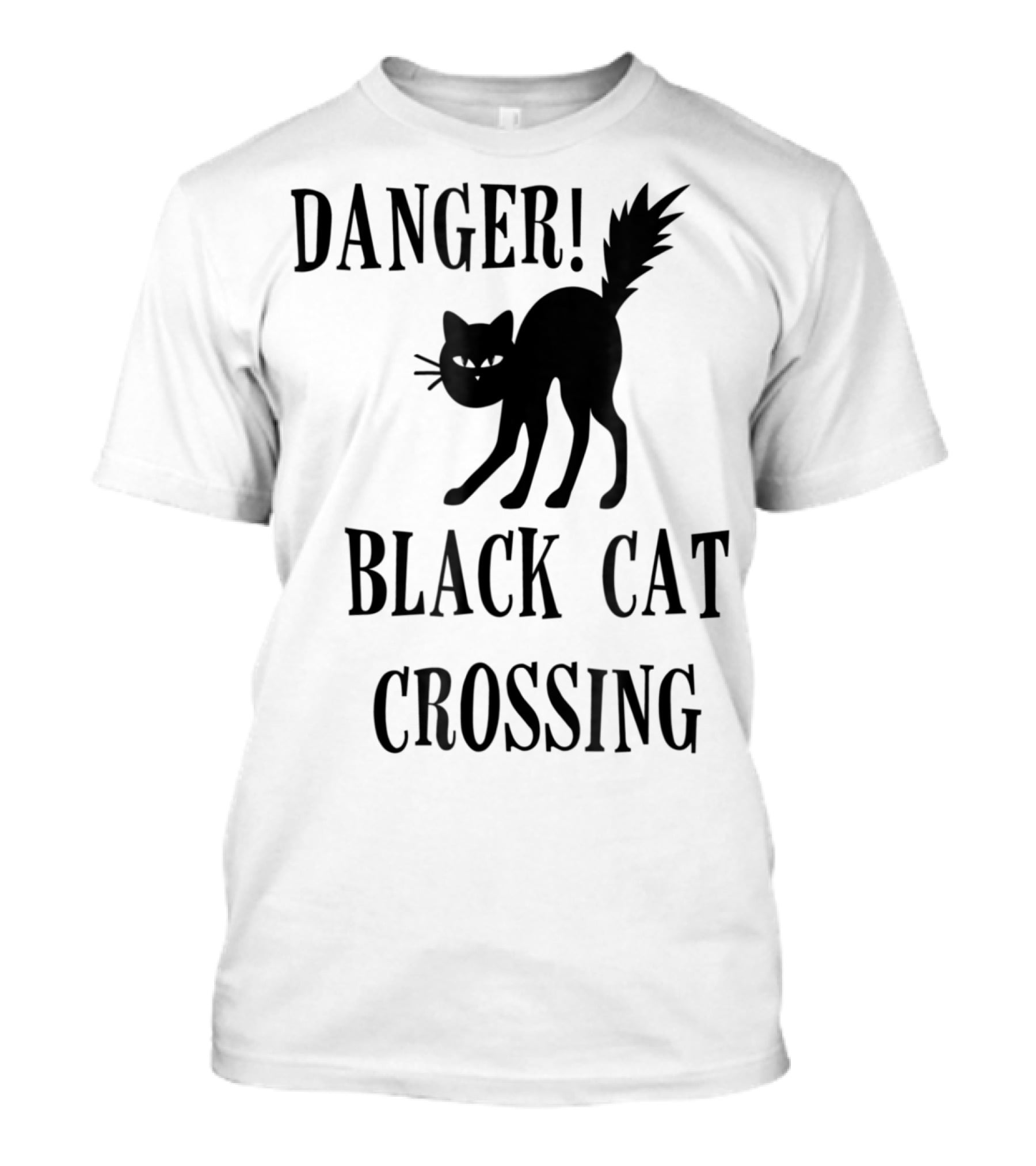 Danger Black Cat Crossing Halloween Teacher Mom Wife3 T-Shirt