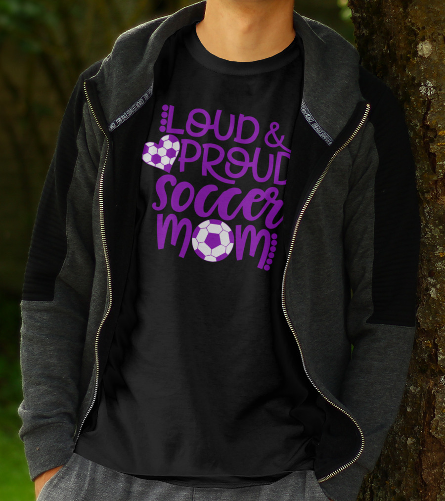 Loud And Proud Soccer Mom Purple And White T-Shirt
