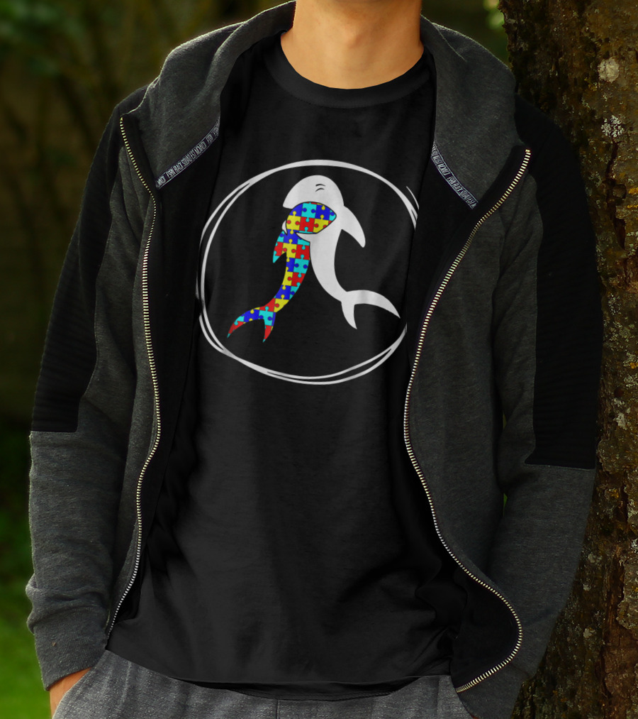 Shark Lover Autism Awareness Puzzle T-Shirt