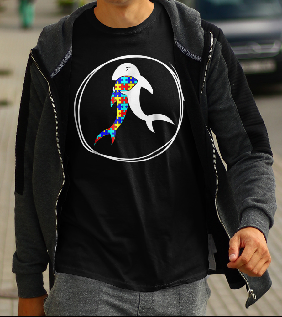 Shark Lover Autism Awareness Puzzle T-Shirt