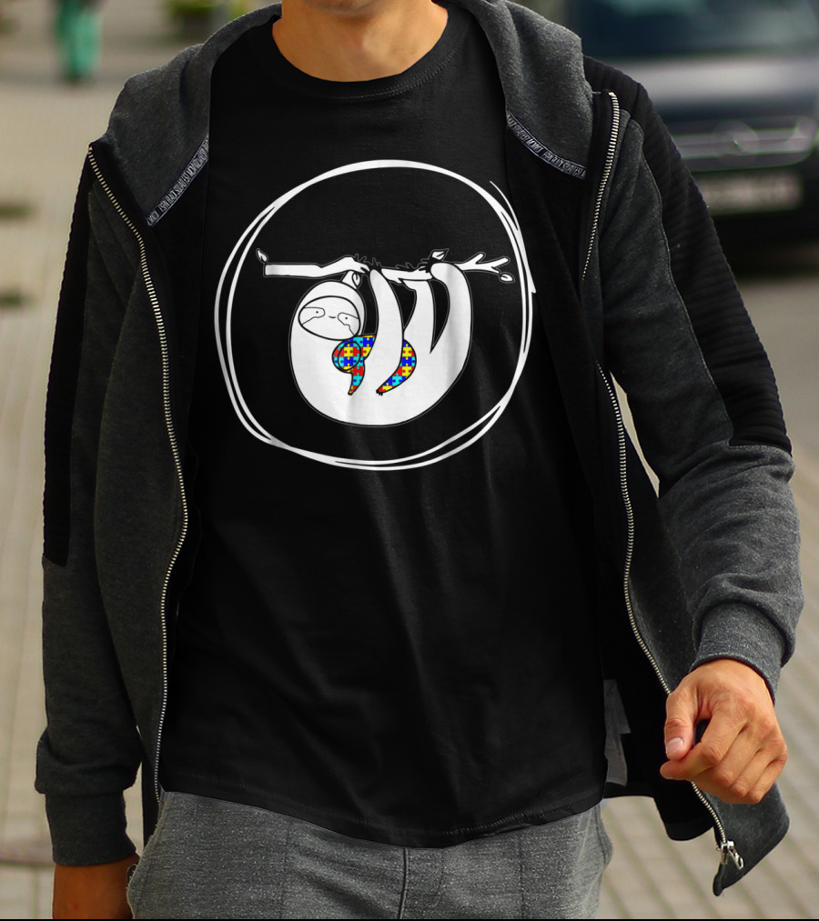 Sloth Autism Awareness Sloth Lover Puzzle T-Shirt