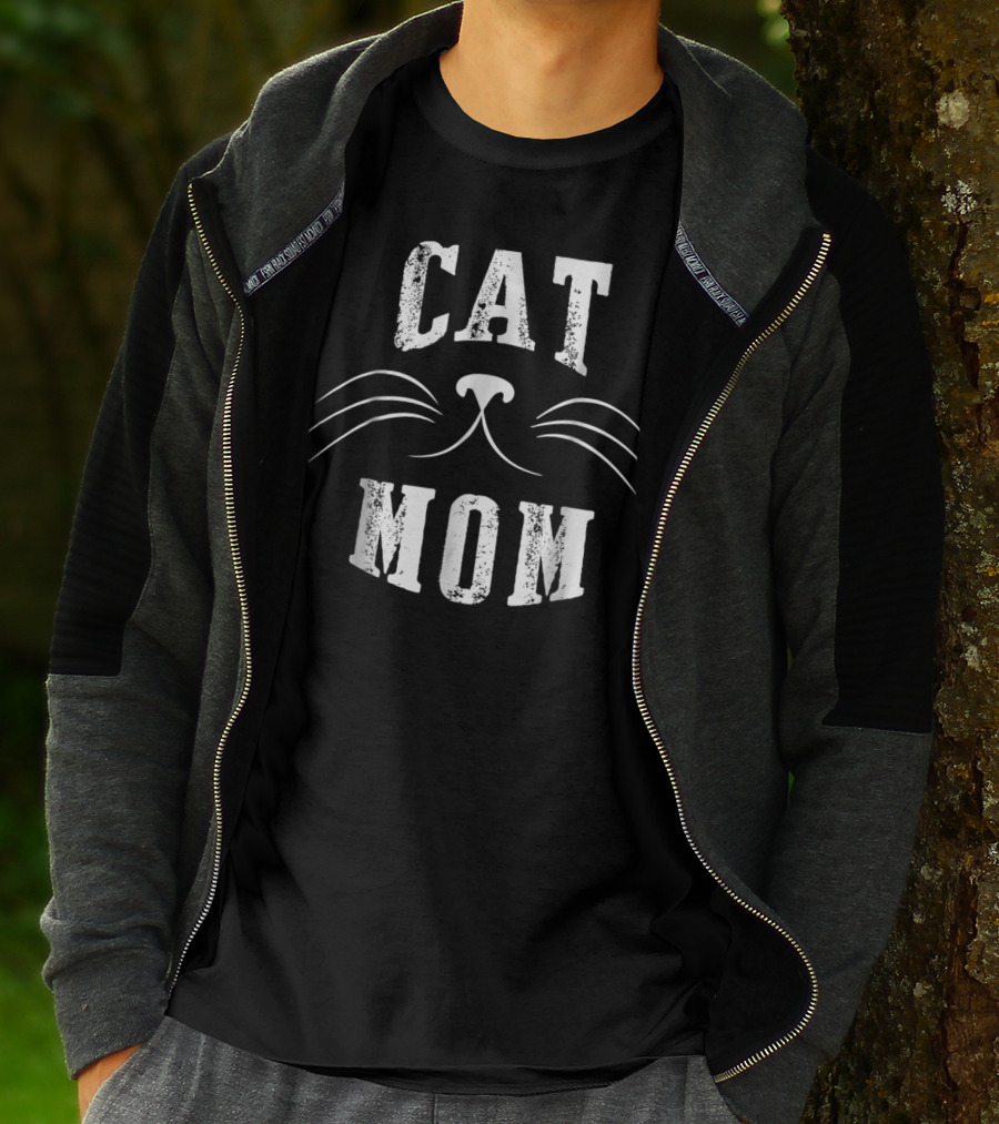 SpiritForged Apparel Cat Mom Whiskers T-Shirt