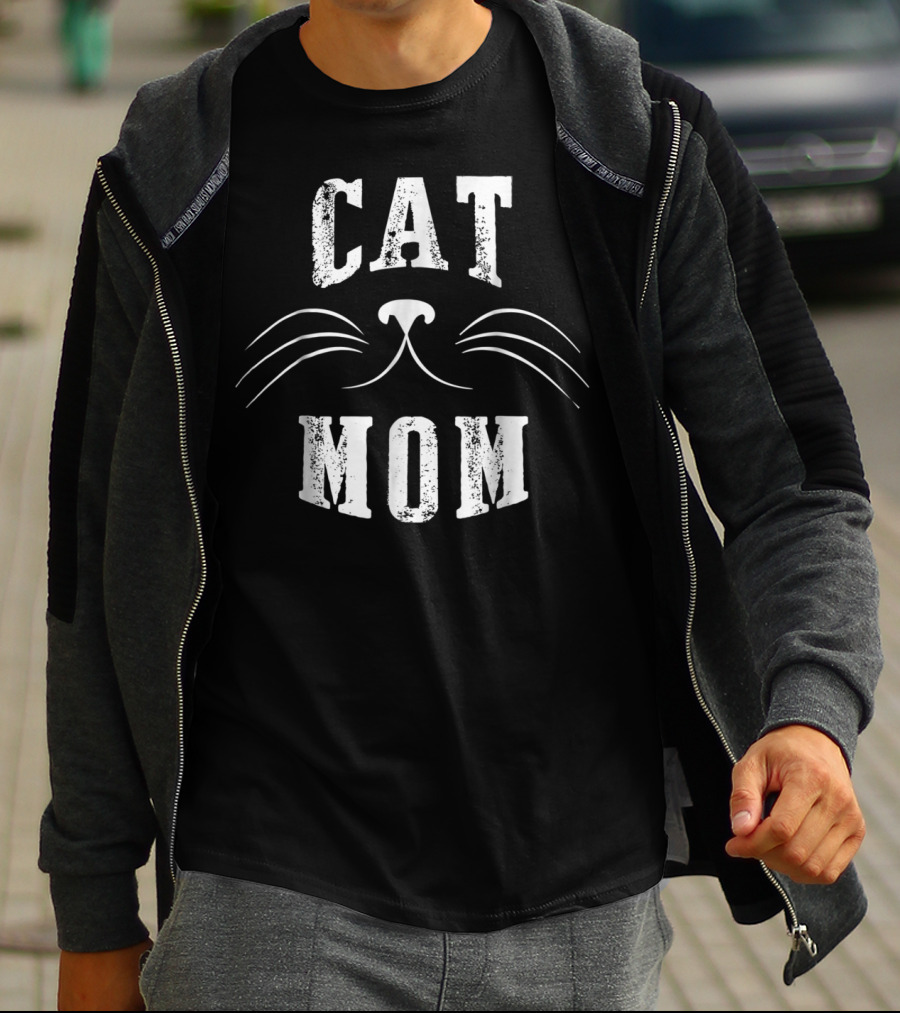 SpiritForged Apparel Cat Mom Whiskers T-Shirt