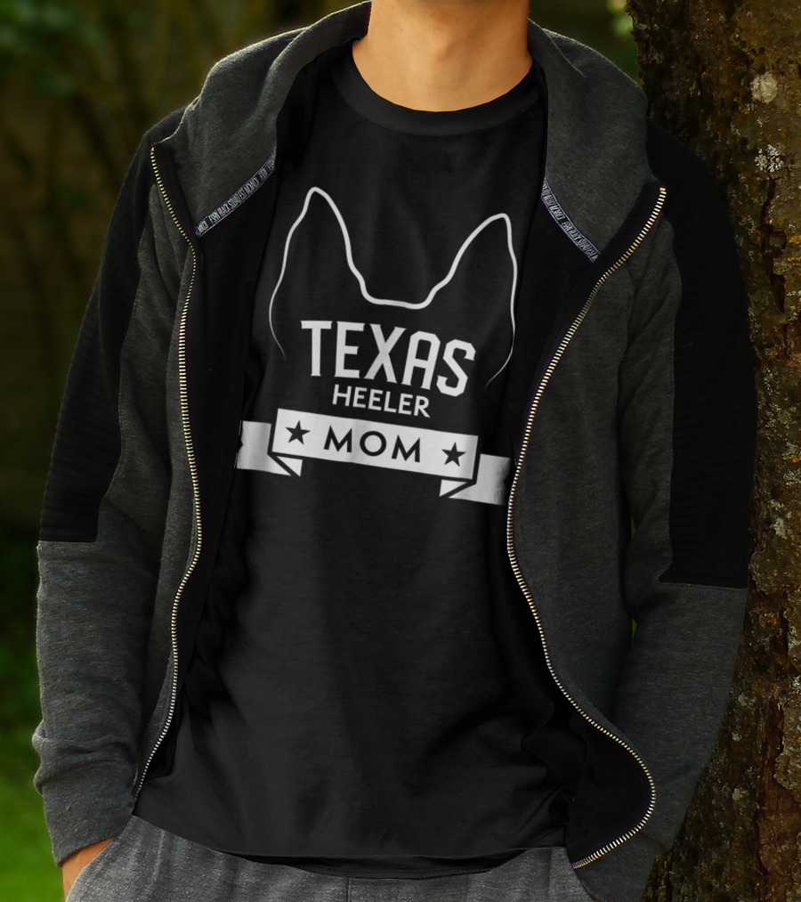 Texas Heeler Mom Dog Breed Lover With Ears And Stars T-Shirt