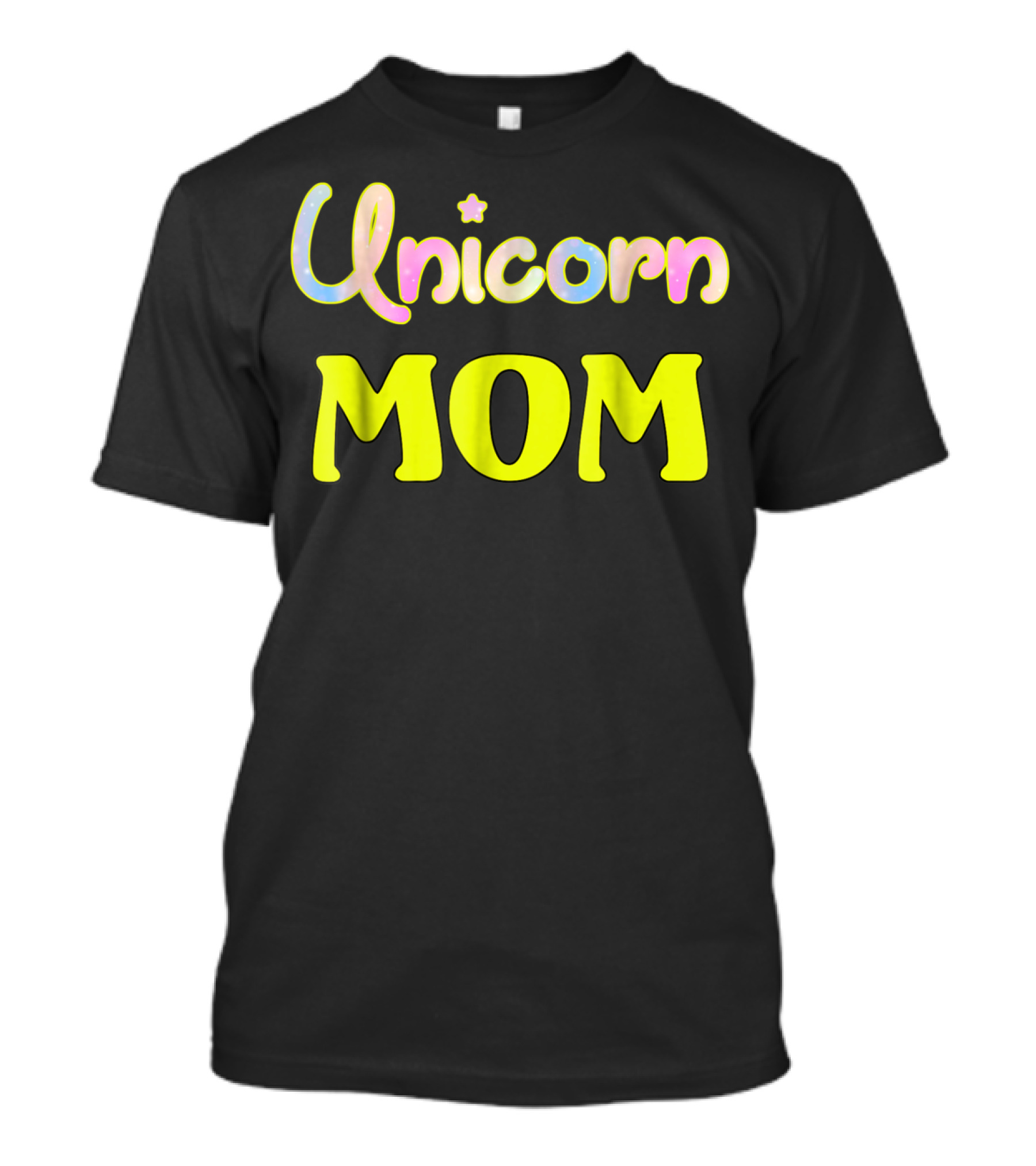 Unicorn Mom Magic Star Pastel Neon Lettering T-Shirt