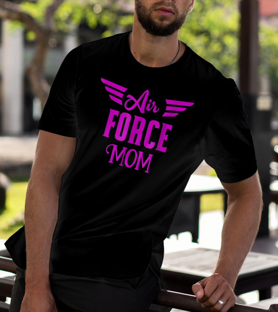 US Air Force Pink Proud Air Force Mom Wings T-Shirt