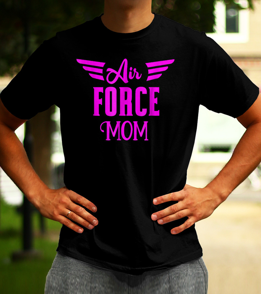 US Air Force Pink Proud Air Force Mom Wings T-Shirt