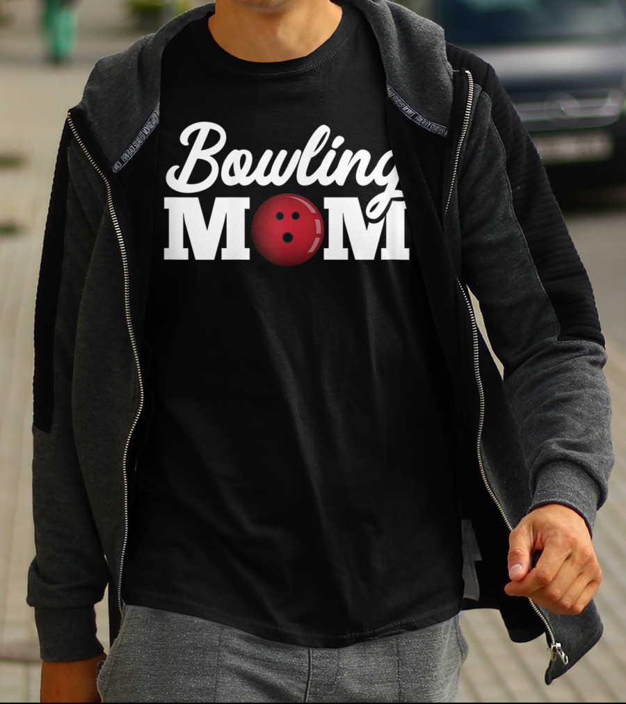Bowling Mom With Red Bowling Ball Icon Striking Fun T-Shirt