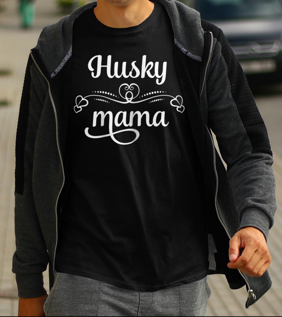 Husky Mama Hearts Design With Husky Mom T-Shirt