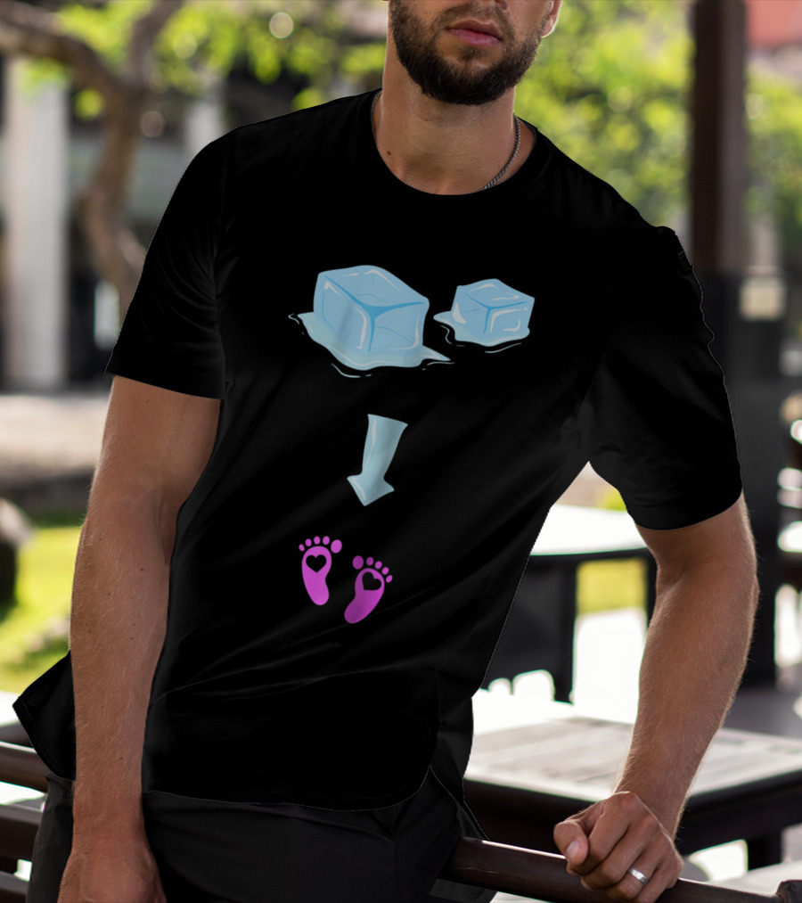 Ice Ice Girls Pregnancy Announcement Mom Of Girls Ice Cubes Baby Feet T-Shirt