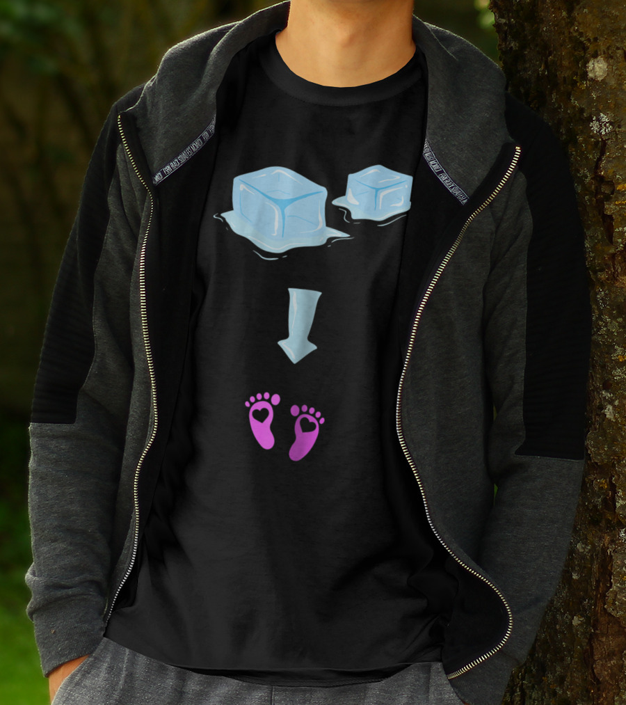 Ice Ice Girls Pregnancy Announcement Mom Of Girls Ice Cubes Baby Feet T-Shirt