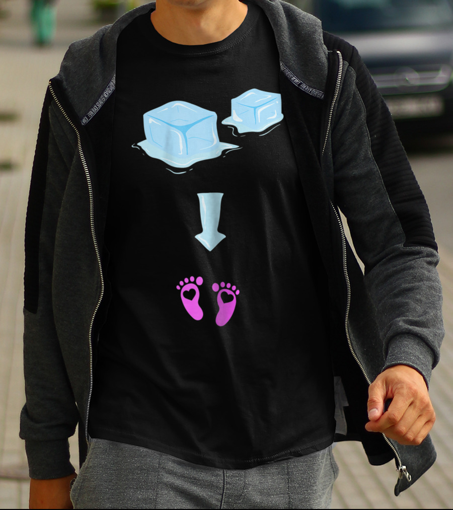 Ice Ice Girls Pregnancy Announcement Mom Of Girls Ice Cubes Baby Feet T-Shirt