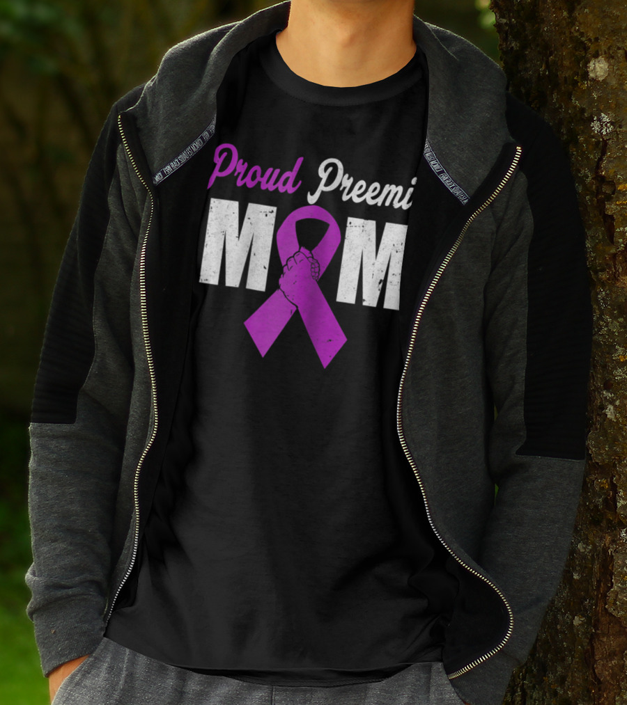 Proud Preemie Mom Premature Birth Awareness Purple T-Shirt