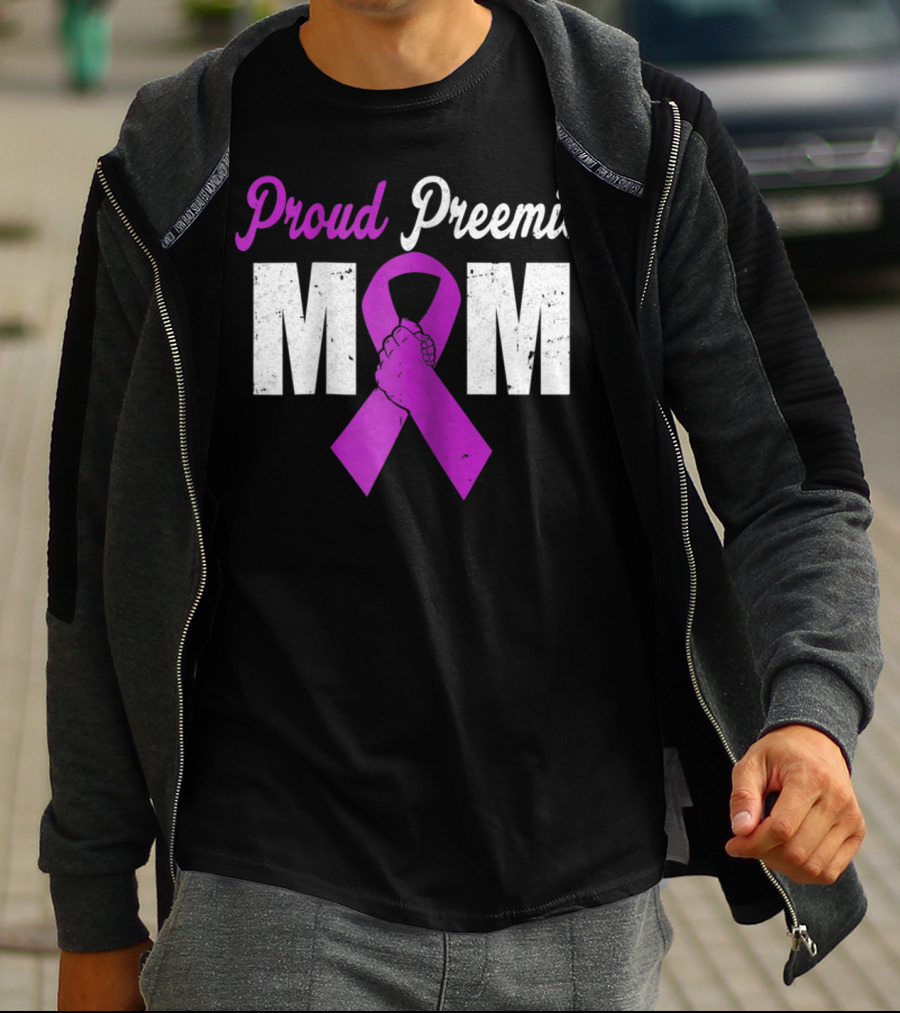 Proud Preemie Mom Premature Birth Awareness Purple T-Shirt