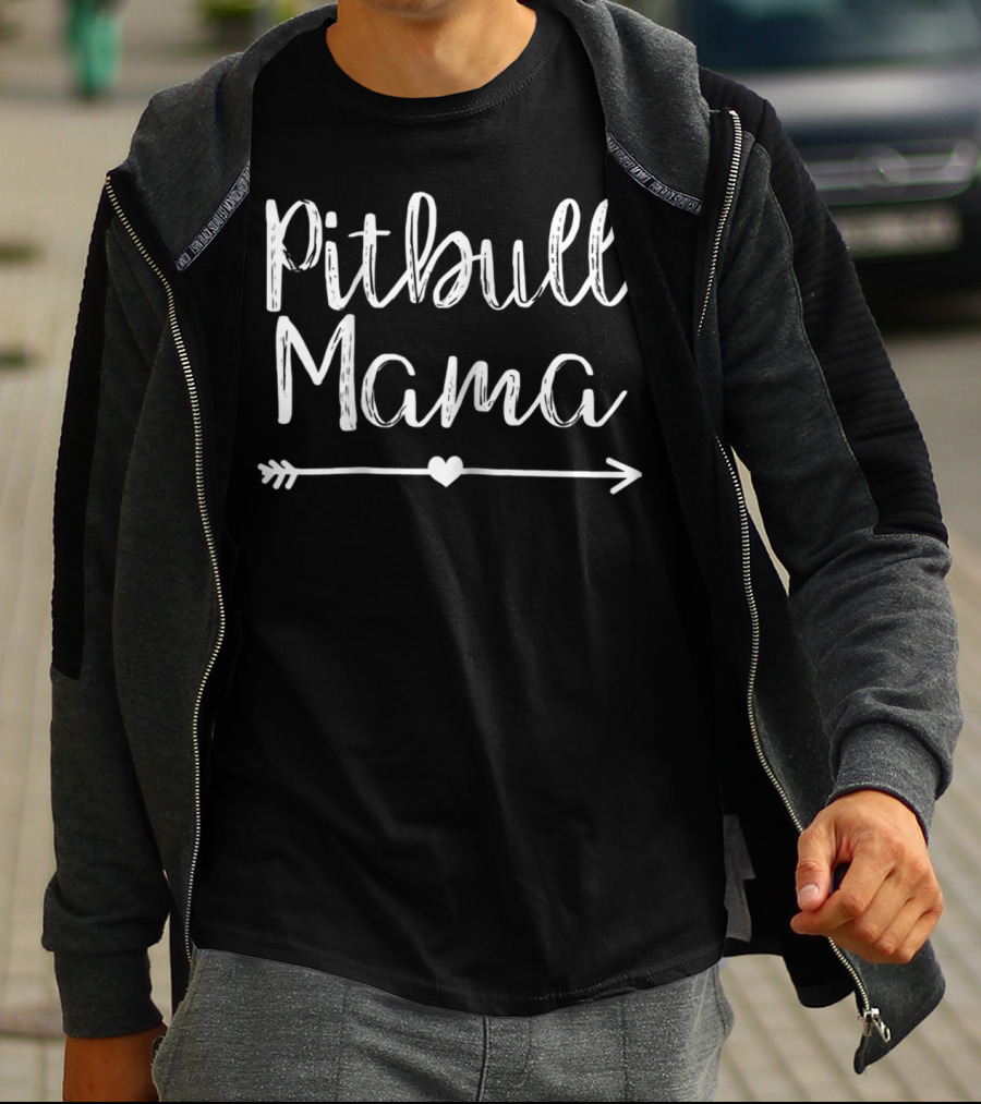 Pitbull Mama Funny Pittie Heart Arrow T-Shirt