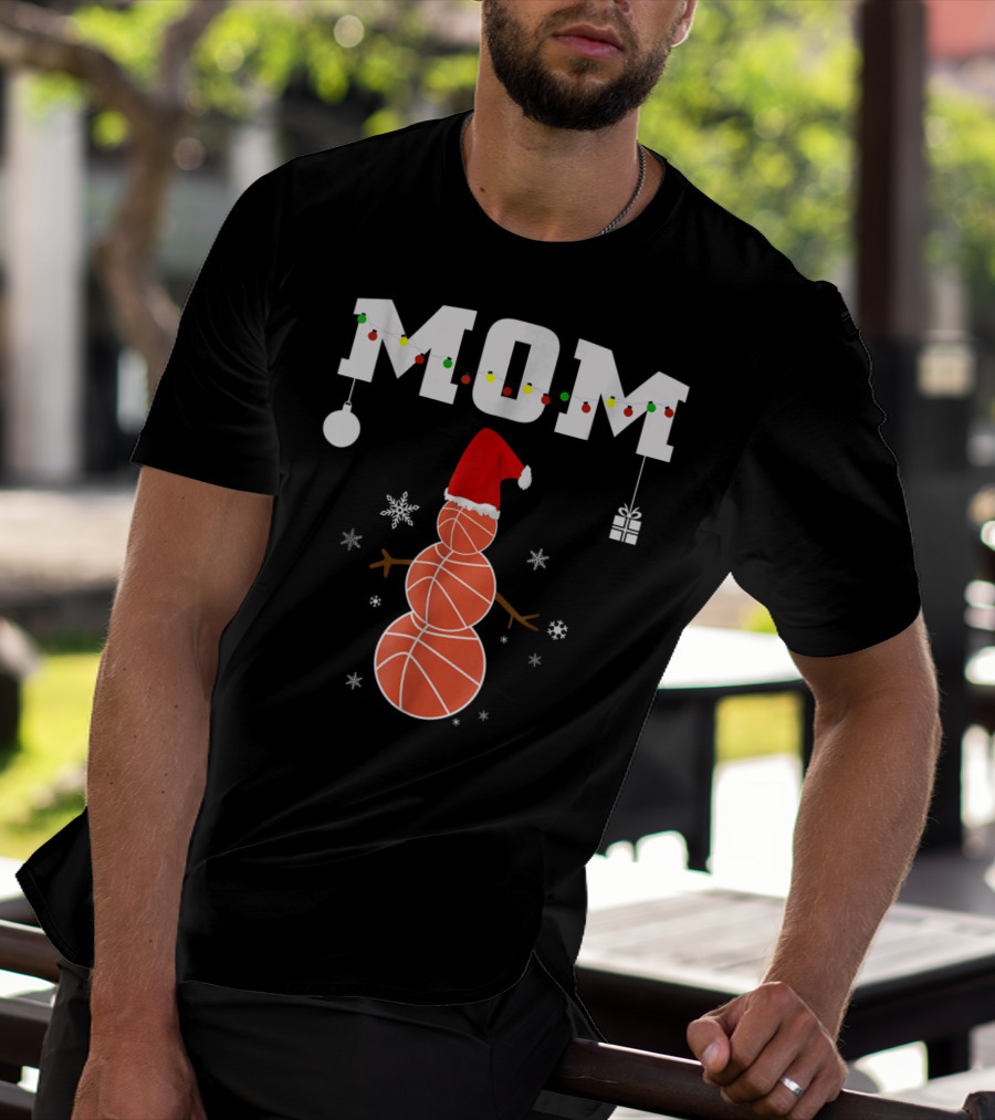 Basketball Mom Snowman Christmas Family Matching Holiday 90s T-Shirt