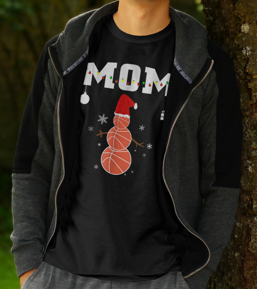 Basketball Mom Snowman Christmas Family Matching Holiday 90s T-Shirt