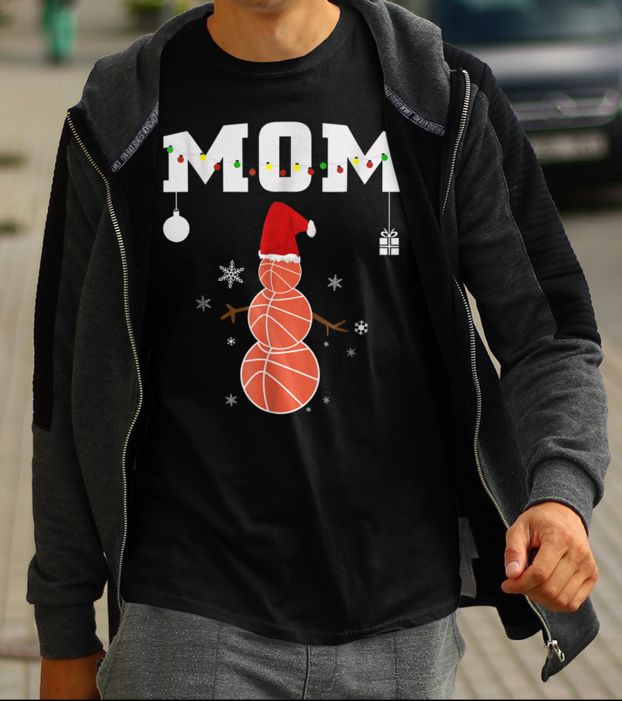 Basketball Mom Snowman Christmas Family Matching Holiday 90s T-Shirt