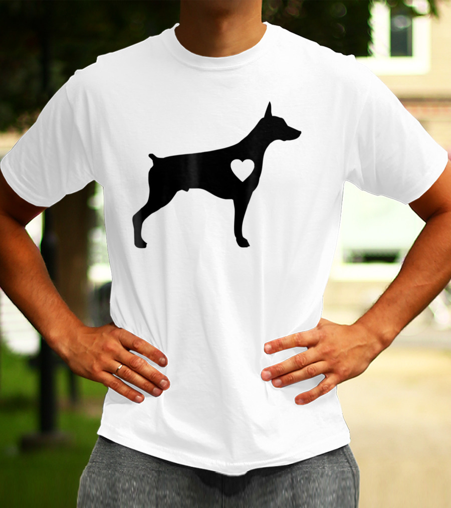 Doberman Heart Love Silhouette Dog Mom90 T-Shirt