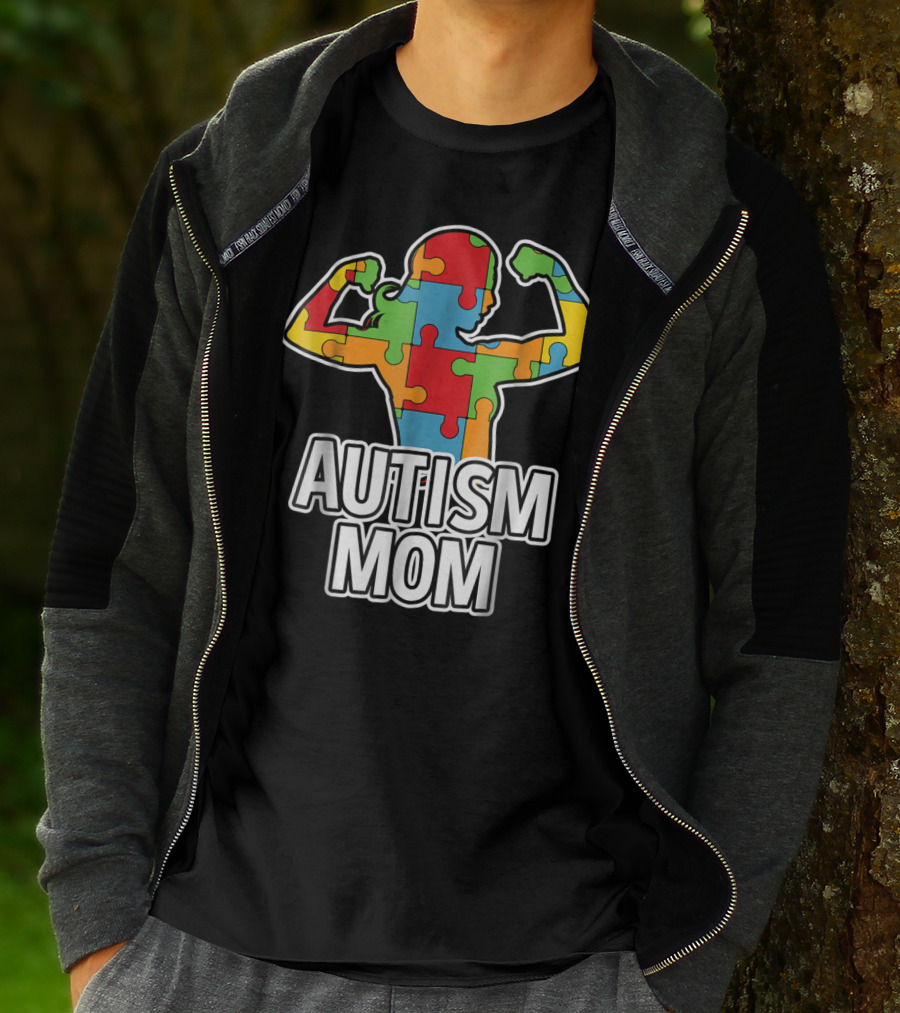 Autism Mom Puzzle Piece Awareness T-Shirt