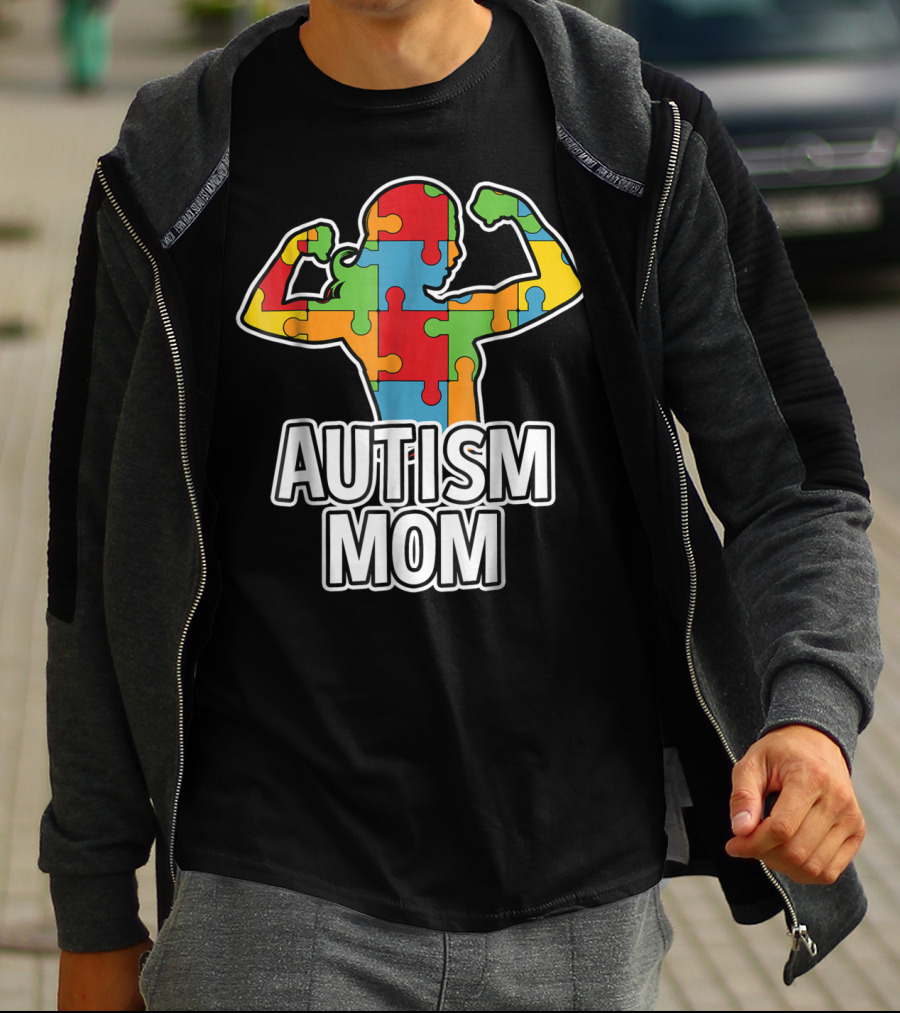 Autism Mom Puzzle Piece Awareness T-Shirt
