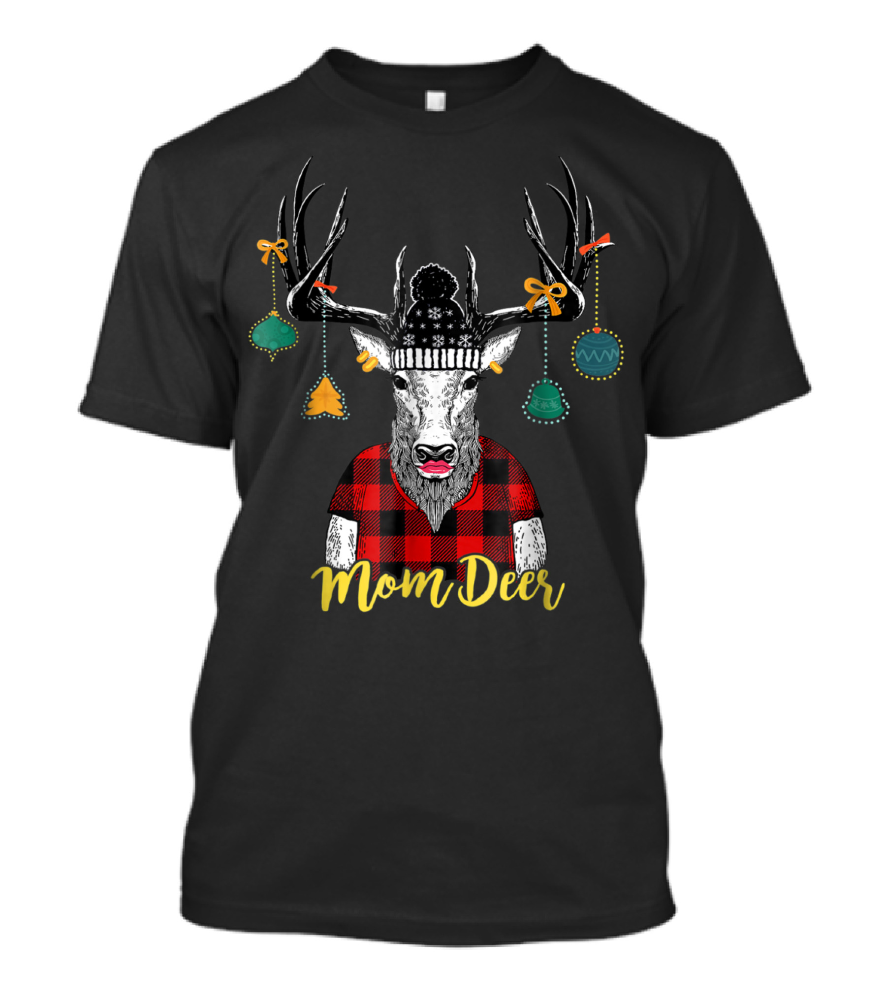 Mom Deer Christmas Plaid Noel Xmas Apparel16 T-Shirt