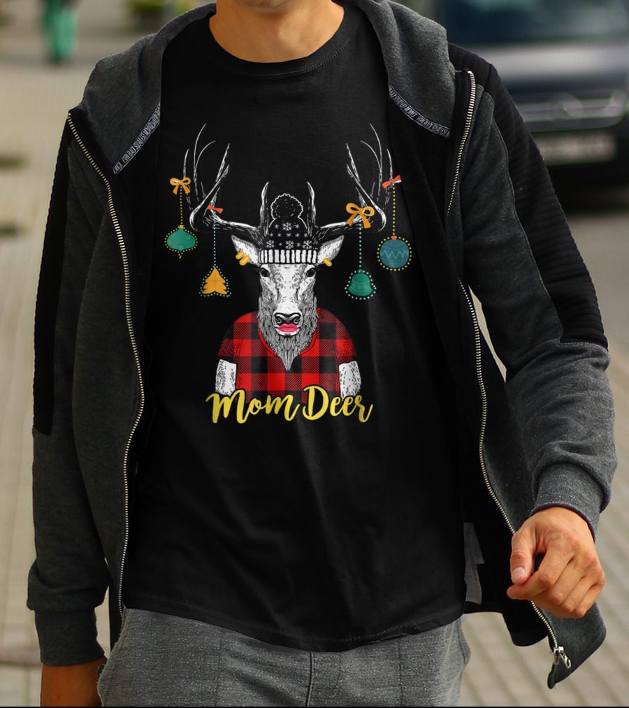 Mom Deer Christmas Plaid Noel Xmas Apparel16 T-Shirt