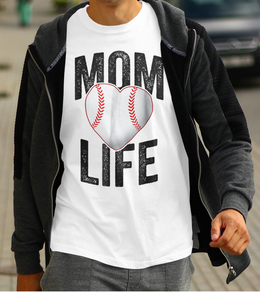 Mom Life Baseball Heart Mother Mama Player Team Heart25 T-Shirt