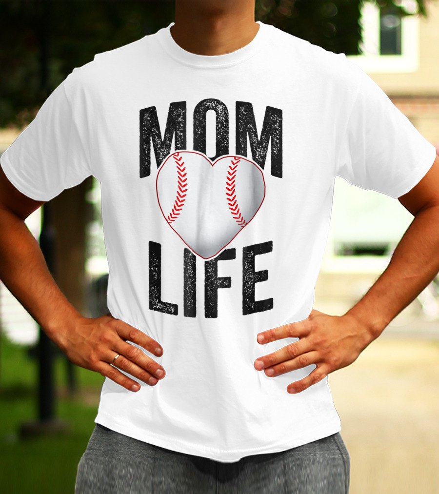 Mom Life Baseball Heart Mother Mama Player Team Heart25 T-Shirt