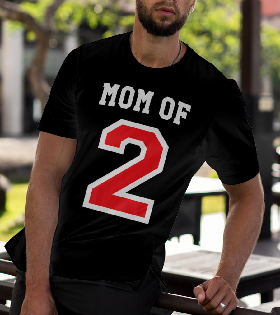 Mom Of 2 Kids Baseball Mom Sports Jersey T-Shirt