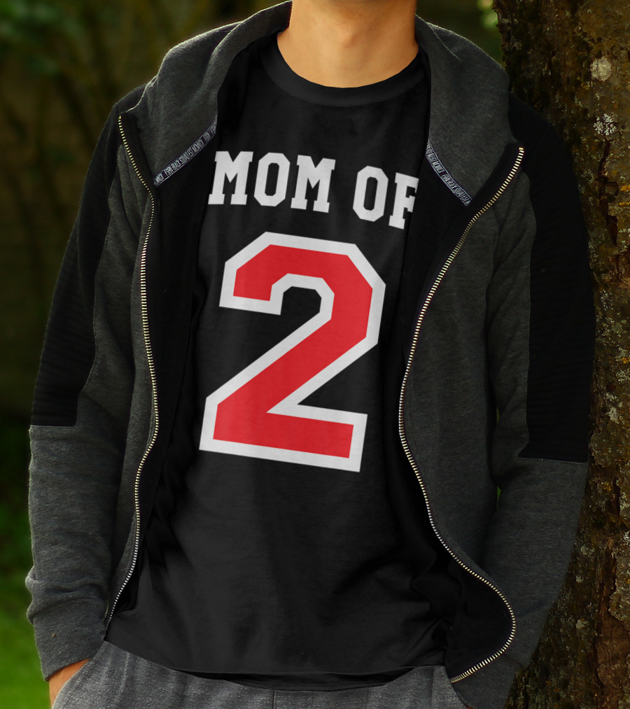 Mom Of 2 Kids Baseball Mom Sports Jersey T-Shirt